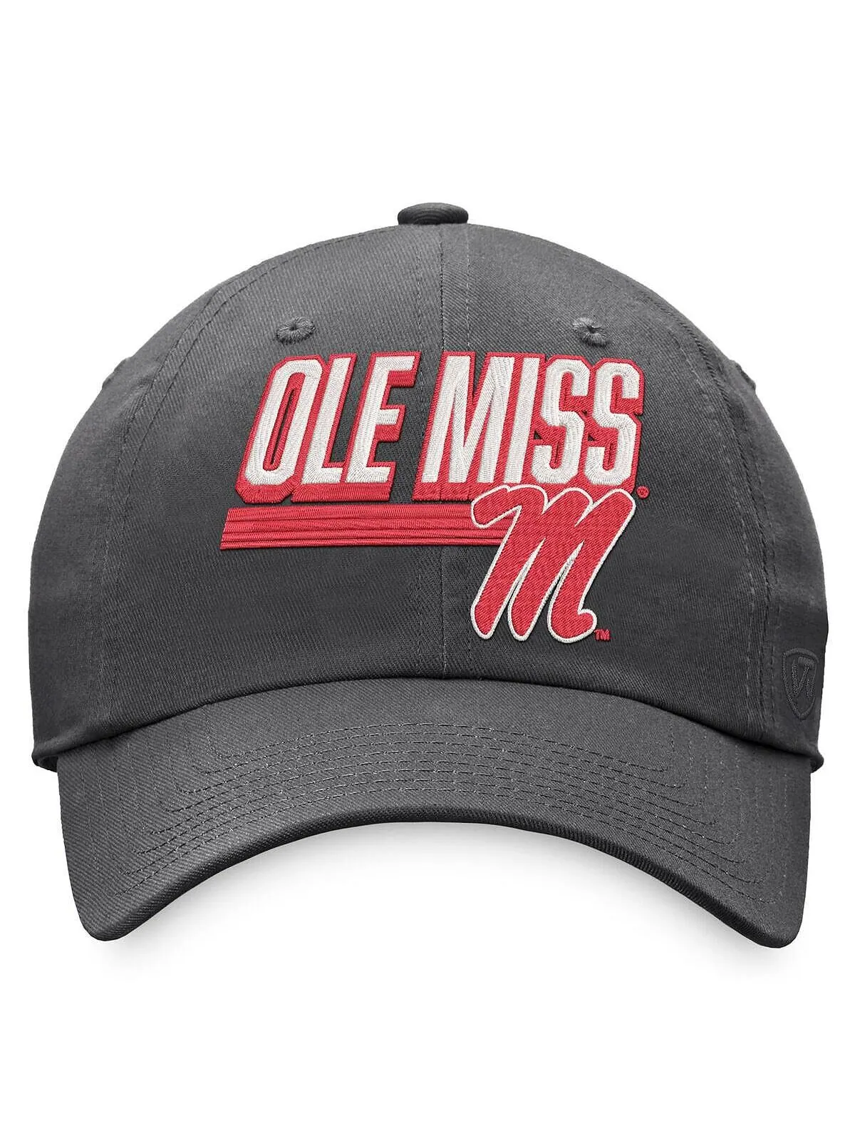 Мужская темно-серая регулируемая шляпа Ole Miss Rebels Slice Top of the World — изображение 2 из 2, темно-серый