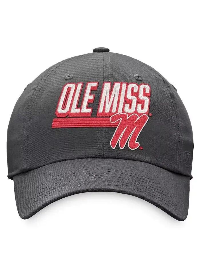 Мужская темно-серая регулируемая шляпа Ole Miss Rebels Slice Top Of The World — изображение 2 из 2