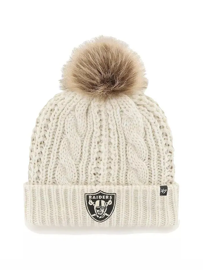 Женская вязаная шапка '47 Cream Las Vegas Raiders Team Meeko с манжетами и помпоном '47 Brand — изображение 1 из 1