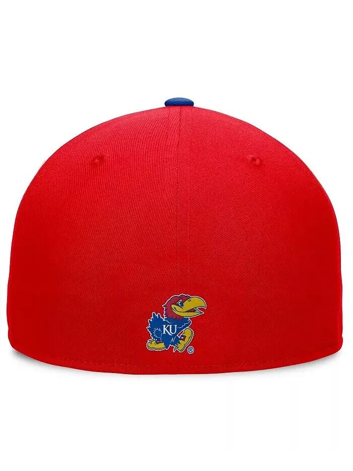 Мужская белая/королевская трехцветная кепка Kansas Jayhawks Heritage Collector Fitted Hat Top of — изображение 2 из 4
