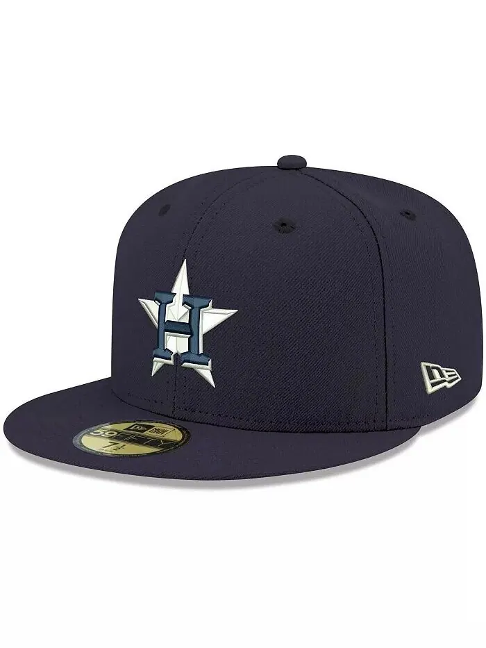 Мужская темно-синяя приталенная шляпа Houston Astros Logo White 59FIFTY New Era