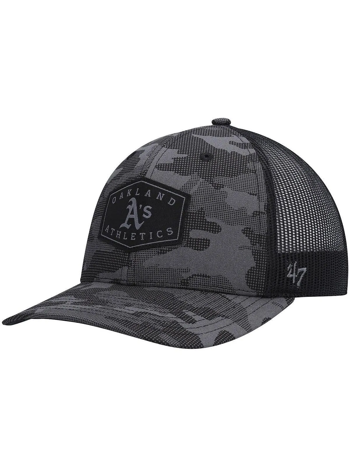 Мужская темно-серая кепка Oakland Athletics в тон с камуфляжным принтом Convoy Trucker Snapback '47 — изображение 1 из 1