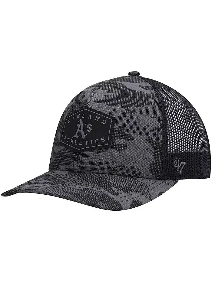 Мужская темно-серая кепка Oakland Athletics в тон с камуфляжным принтом Convoy Trucker Snapback '47 — изображение 1 из 1