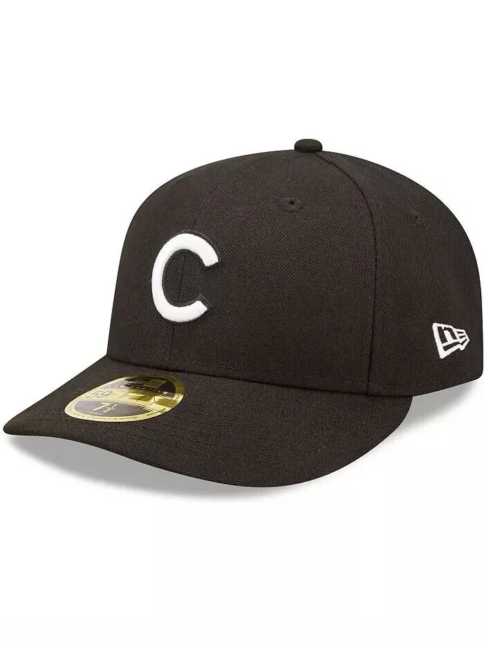 Мужская приталенная шляпа Chicago Cubs черно-белая с низким профилем 59FIFTY New Era