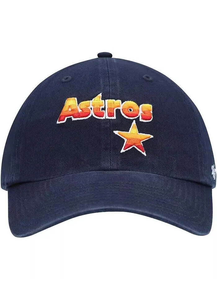 Мужская темно-синяя регулируемая шляпа Houston Astros Logo Cooperstown Collection Clean Up '47 Brand — изображение 2 из 4