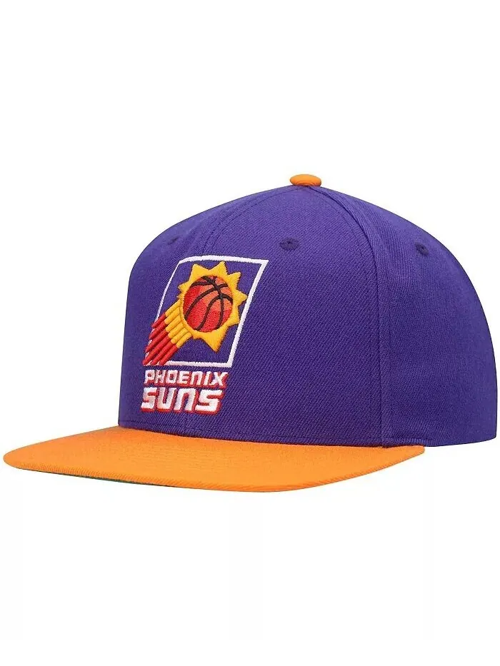 Мужская двухцветная бейсболка Snapback 2.0 фиолетового и оранжевого цветов Phoenix Suns Hardwood — изображение 1 из 4