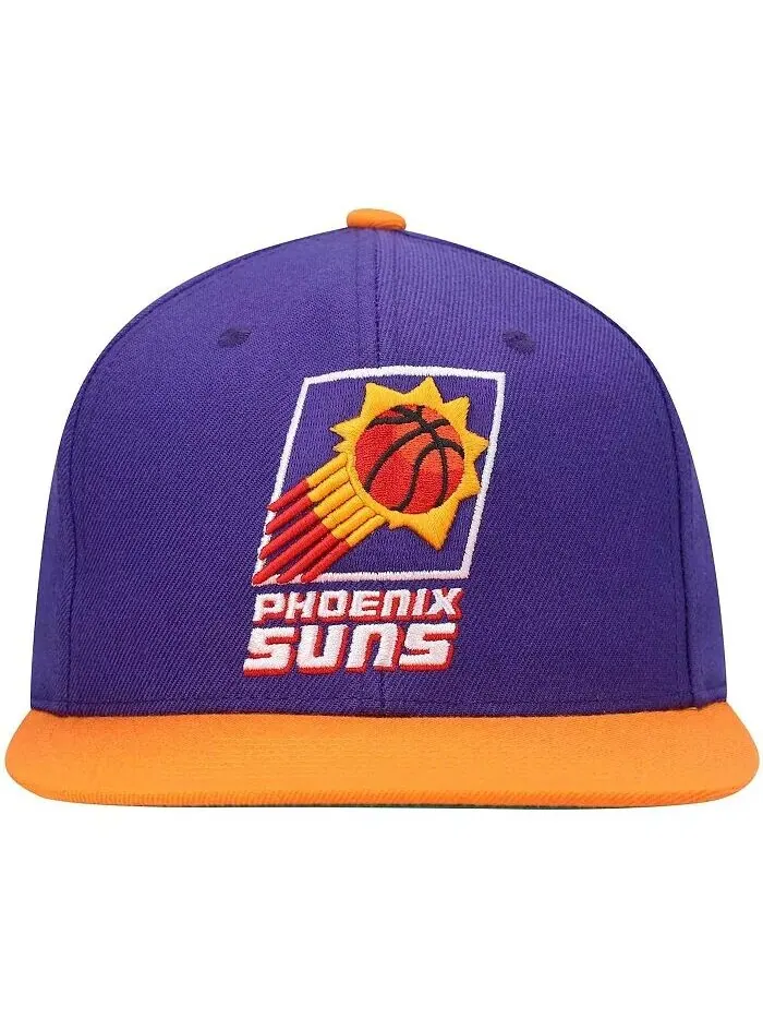 Мужская двухцветная бейсболка Snapback 2.0 фиолетового и оранжевого цветов Phoenix Suns Hardwood — изображение 2 из 4