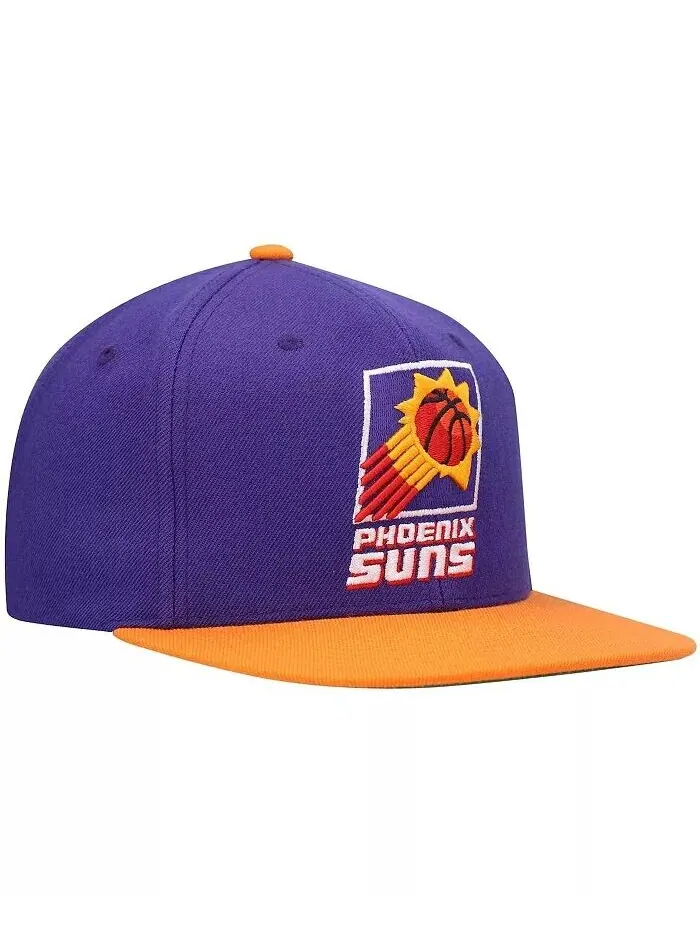 Мужская двухцветная бейсболка Snapback 2.0 фиолетового и оранжевого цветов Phoenix Suns Hardwood — изображение 3 из 4