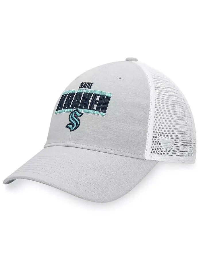Мужская кепка Snapback Seattle Kraken Team Trucker серо-серого, белого цвета Fanatics — изображение 1 из 4