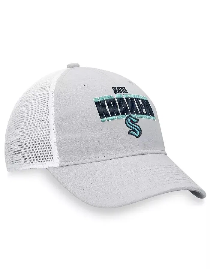 Мужская кепка Snapback Seattle Kraken Team Trucker серо-серого, белого цвета Fanatics — изображение 3 из 4