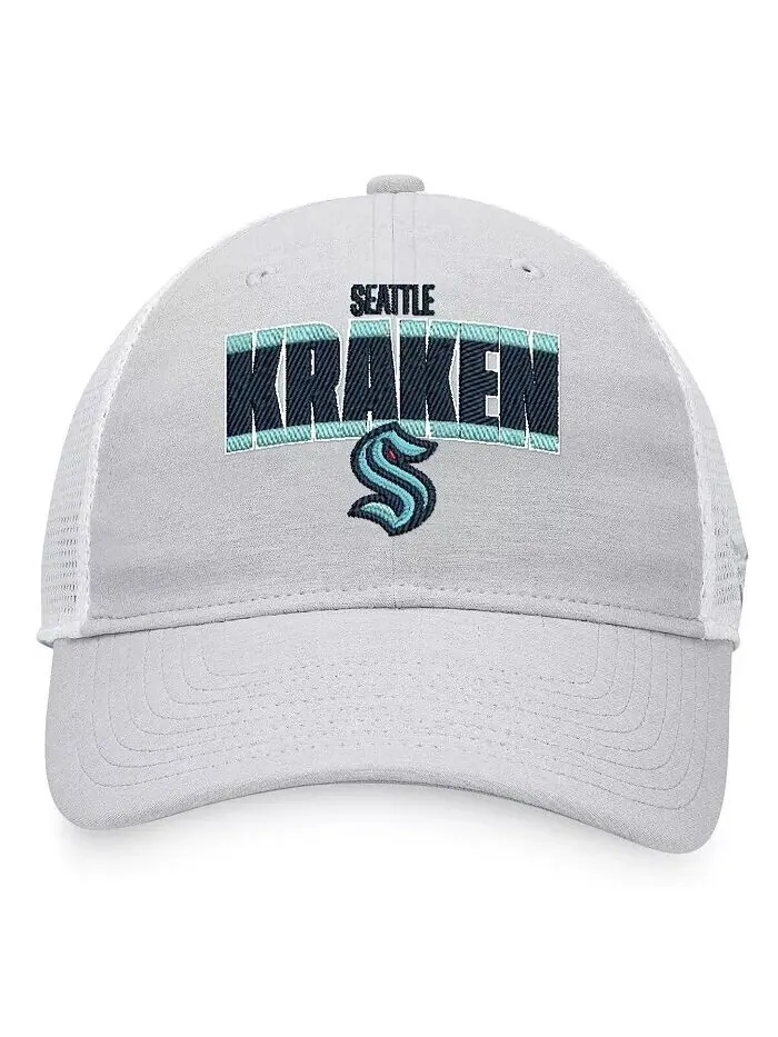 Мужская кепка Snapback Seattle Kraken Team Trucker серо-серого, белого цвета Fanatics — изображение 4 из 4