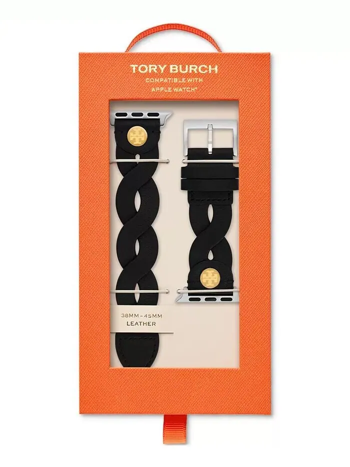 Женский черный плетеный кожаный ремешок для Apple Watch 38–45 мм Tory Burch — изображение 3 из 3