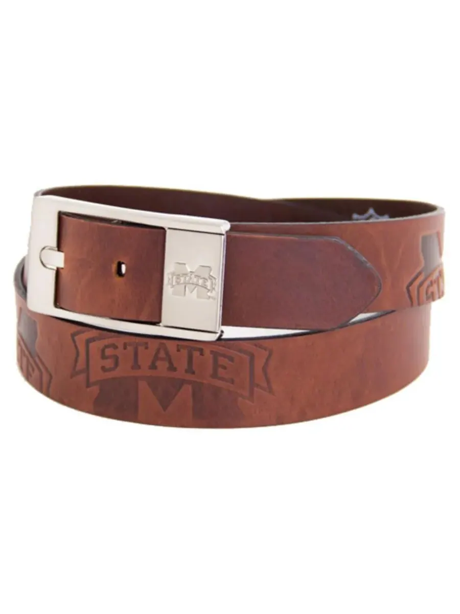 Eagles Wings Мужской кожаный ремень Brandish с символикой команды Mississippi State Bulldogs — коричневый