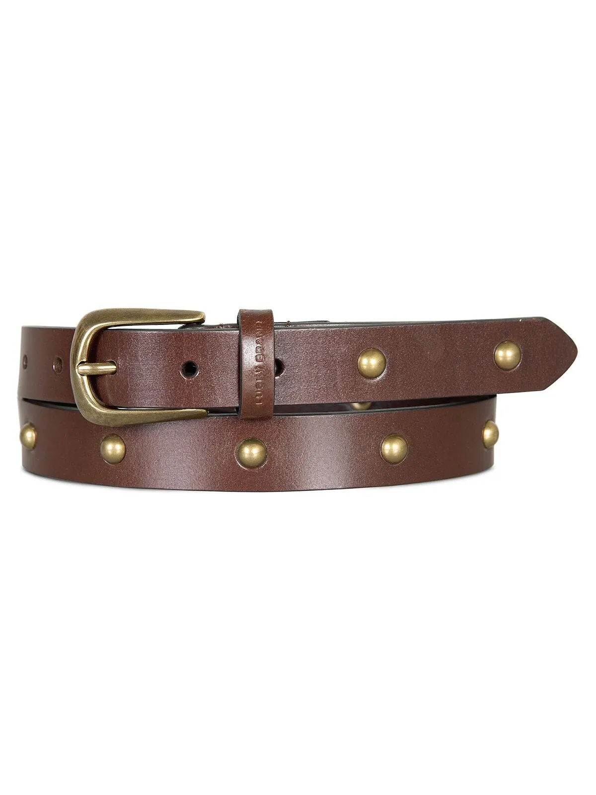 Женский кожаный брючный ремень с металлическими заклепками Lucky Brand — изображение 1 из 1, коричневый