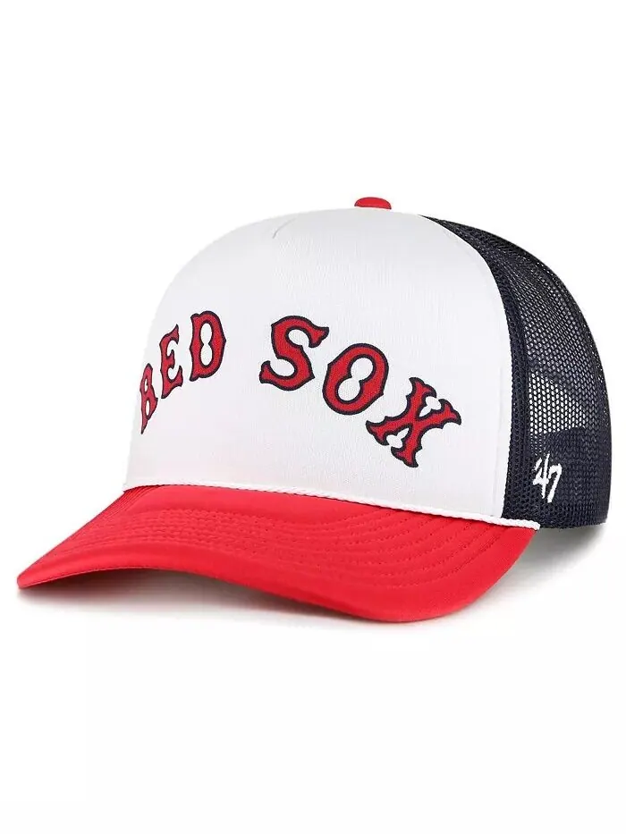 Мужская белая кепка Boston Red Sox из пенопласта с надписью Trucker Snapback '47 Brand — изображение 1 из 2
