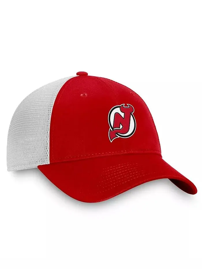 Мужская красная/белая кепка New Jersey Devils Slouch Core Primary Logo Trucker Adjustable Hat — изображение 3 из 4