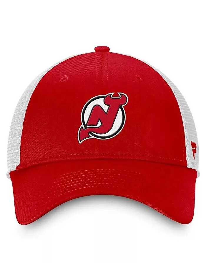 Мужская красная/белая кепка New Jersey Devils Slouch Core Primary Logo Trucker Adjustable Hat — изображение 4 из 4