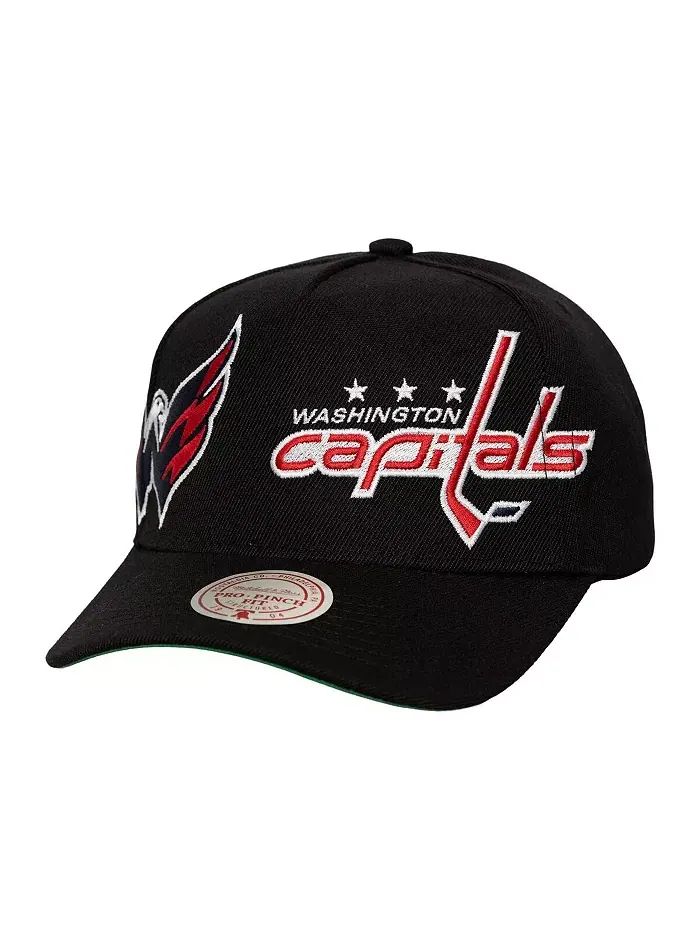 Мужская черная кепка Washington Capitals с логотипом Busted Wordmark Wrap-Around Pro Pinch — изображение 1 из 3