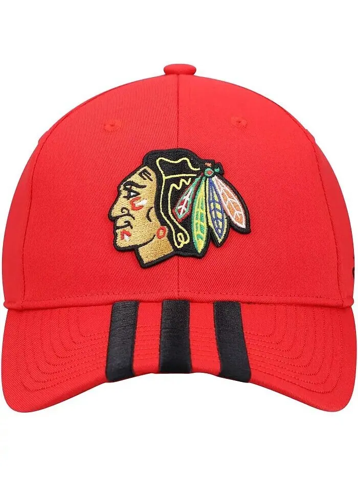Мужская красная регулируемая кепка с тремя полосками в раздевалке Chicago Blackhawks Adidas — изображение 2 из 2