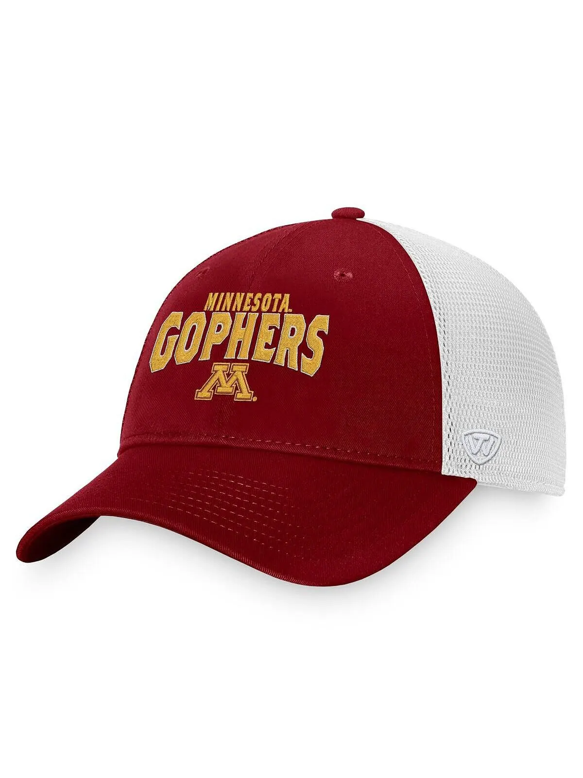 Мужская бордово-белая кепка Minnesota Golden Gophers Breakout Trucker Snapback Top of the World — изображение 1 из 3, белый
