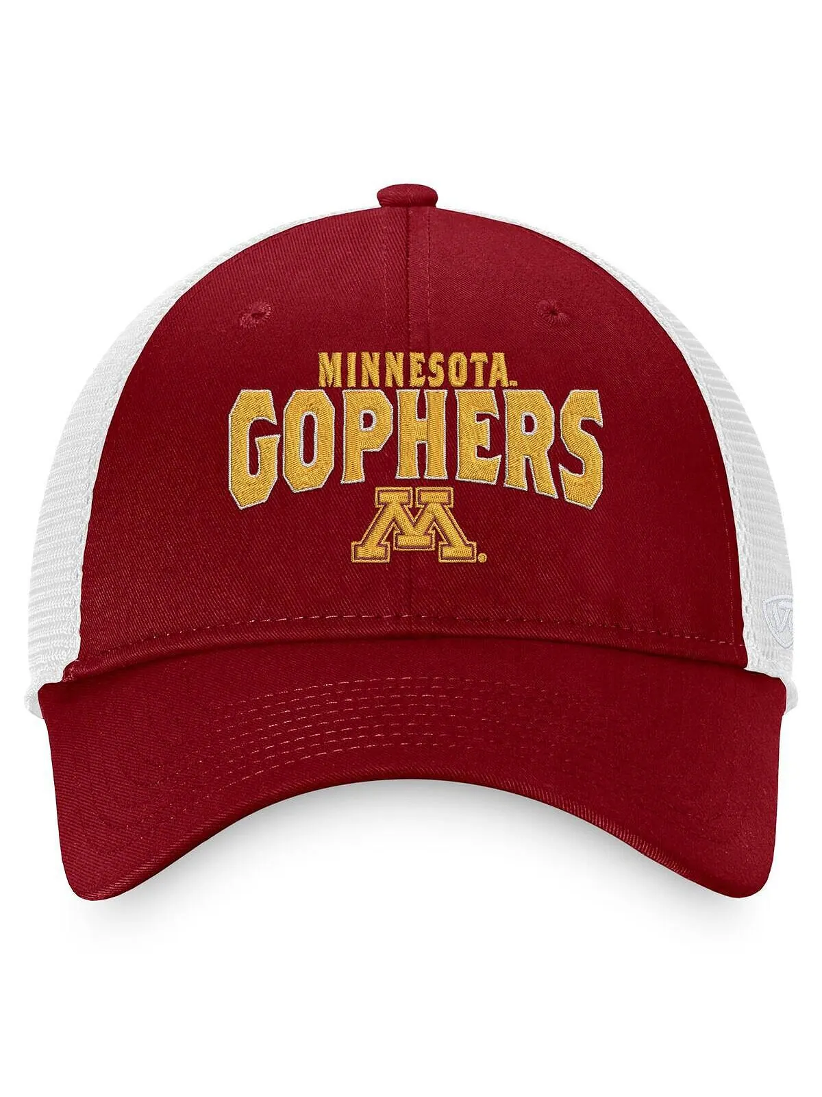 Мужская бордово-белая кепка Minnesota Golden Gophers Breakout Trucker Snapback Top of the World — изображение 2 из 3, белый