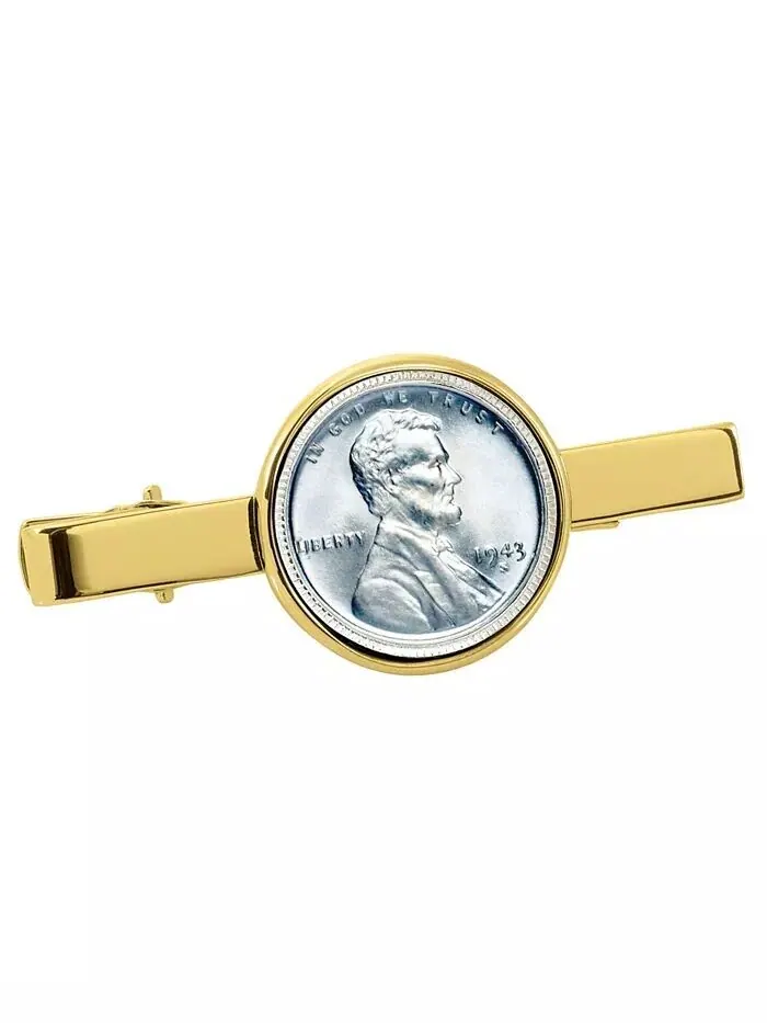 Зажим для галстука для монеты «Пенни» 1943 года из стали Линкольн American Coin Treasures