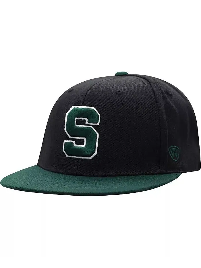 Мужская черно-зеленая двухцветная приталенная шляпа Michigan State Spartans Team Color Top Of The — изображение 1 из 4