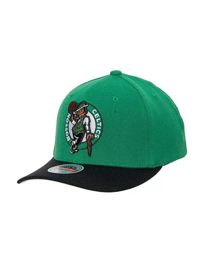 Мужская двухцветная эластичная бейсболка Kelly Green, черная Boston Celtics MVP Team 2.0 Mitchell & — изображение 1 из 2
