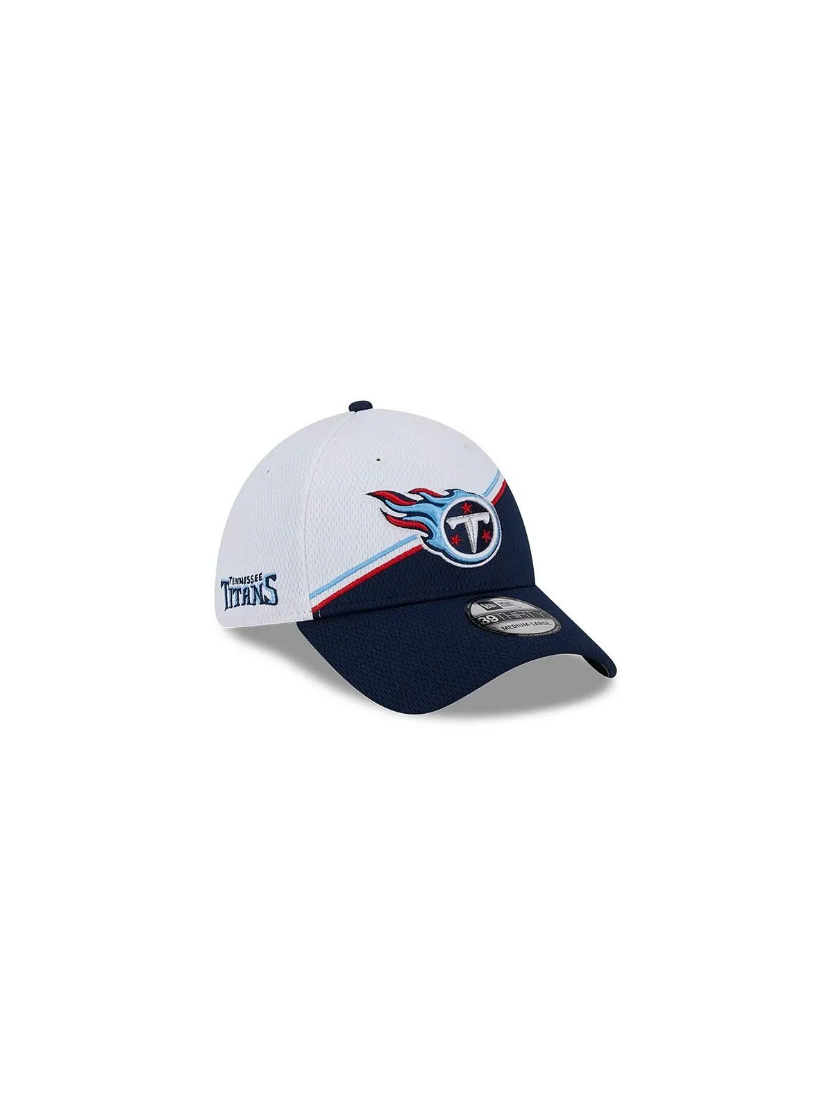 Мужская белая, темно-синяя кепка Tennessee Titans 2023 NFL Sideline 39THIRTY Flex Hat New Era