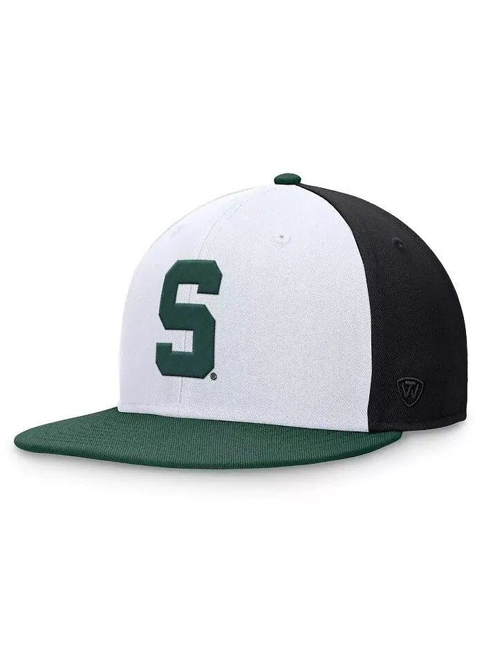 Мужская белая/зеленая кепка Michigan State Spartans Tri-Tone Heritage Collector Fitted Hat Top of