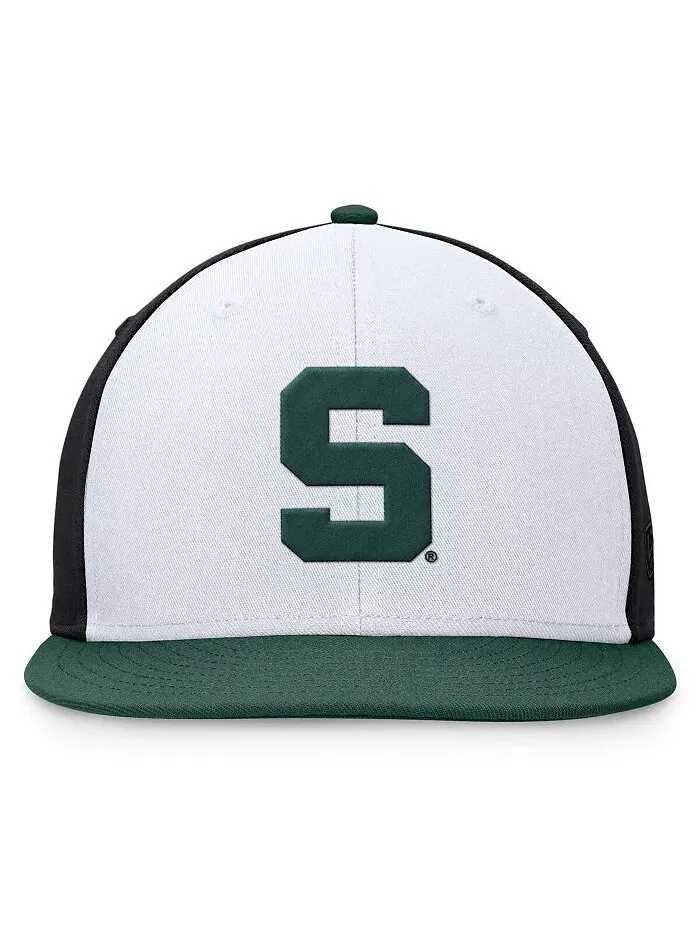 Мужская белая/зеленая кепка Michigan State Spartans Tri-Tone Heritage Collector Fitted Hat Top of — изображение 2 из 4