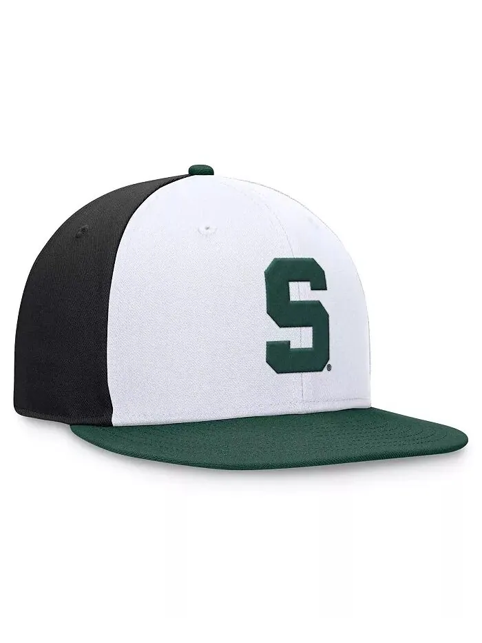 Мужская белая/зеленая кепка Michigan State Spartans Tri-Tone Heritage Collector Fitted Hat Top of — изображение 3 из 4