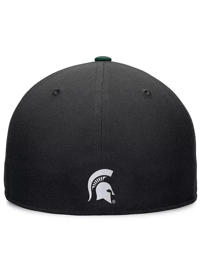 Мужская белая/зеленая кепка Michigan State Spartans Tri-Tone Heritage Collector Fitted Hat Top of — изображение 4 из 4