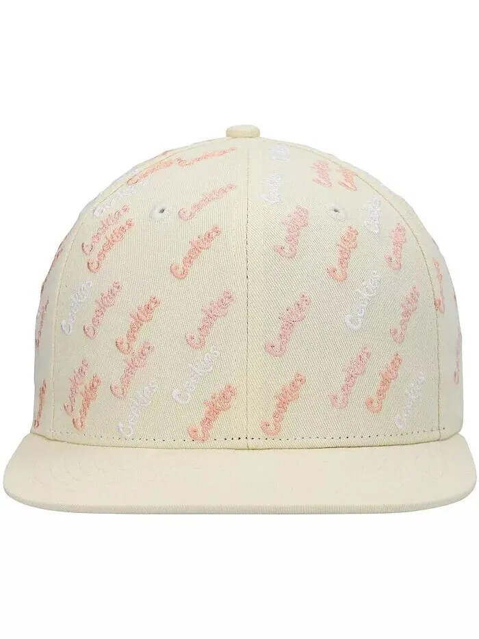 Мужская кремовая кепка Snapback с тройным лучом и сплошным принтом Cookies — изображение 2 из 4