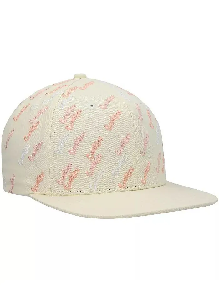 Мужская кремовая кепка Snapback с тройным лучом и сплошным принтом Cookies — изображение 3 из 4