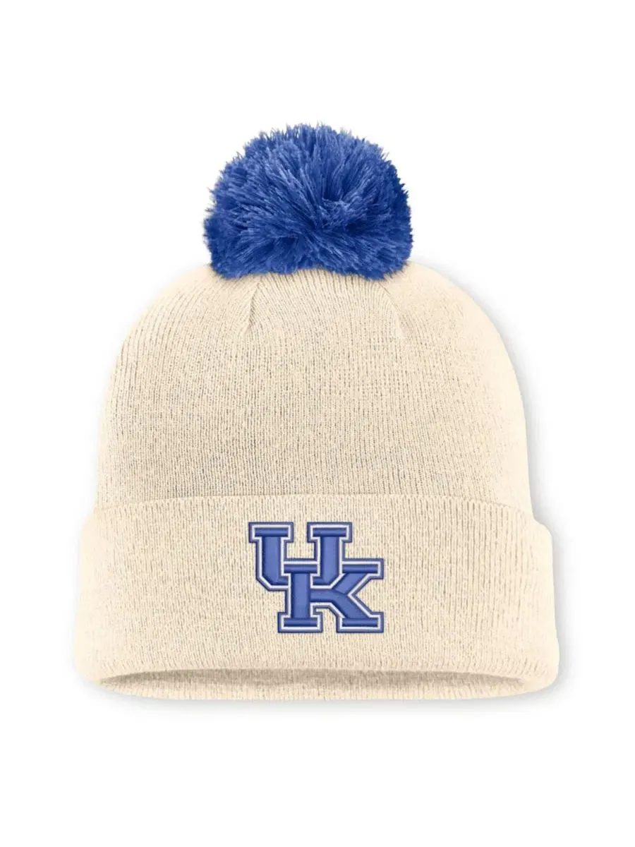 Шапка с помпоном Campus Prep Script Cuffed Knit Hat Nike, Natural Royal — изображение 1 из 2