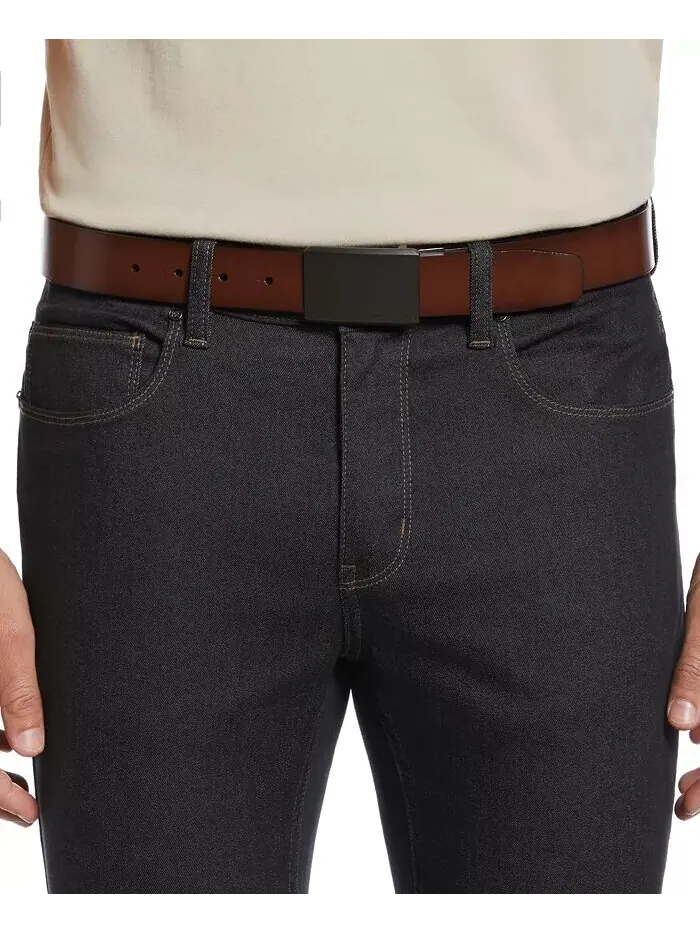 Мужской двусторонний ремень с металлическим налетом Perry Ellis Portfolio — изображение 3 из 5