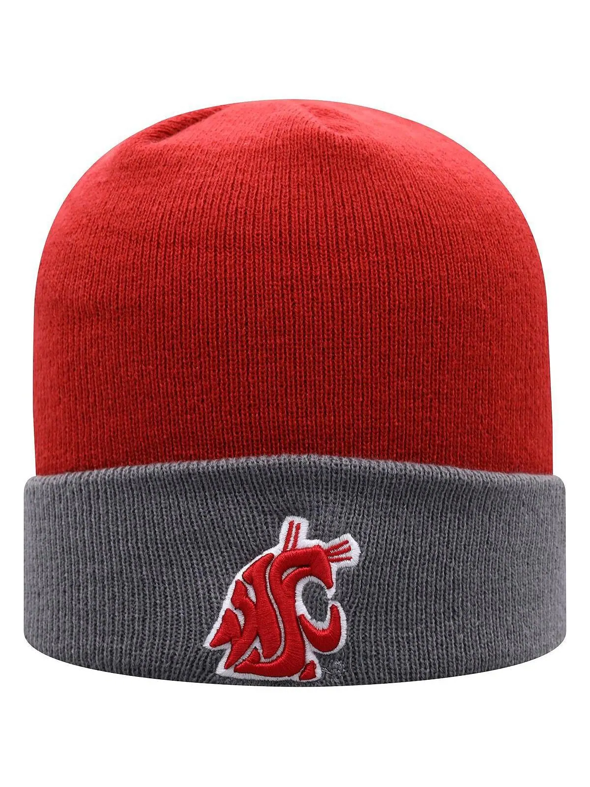 Мужская малиновая, серая двухцветная вязаная шапка Washington State Cougars Core с манжетами Top of — изображение 1 из 2