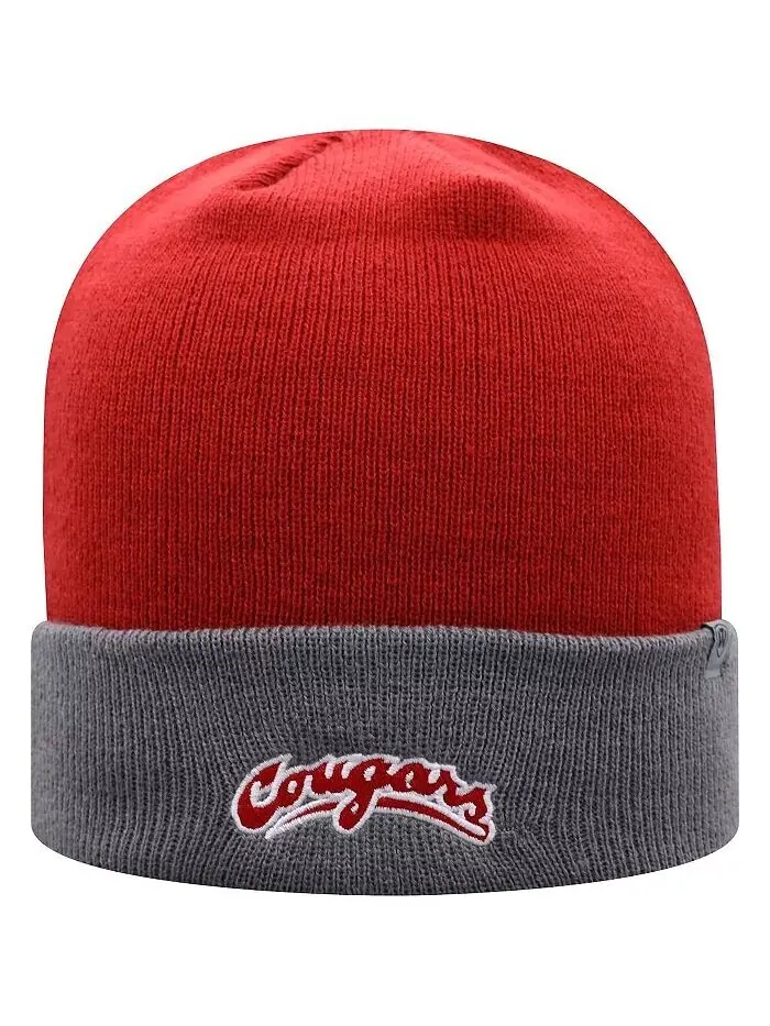 Мужская малиновая, серая двухцветная вязаная шапка Washington State Cougars Core с манжетами Top Of — изображение 2 из 2