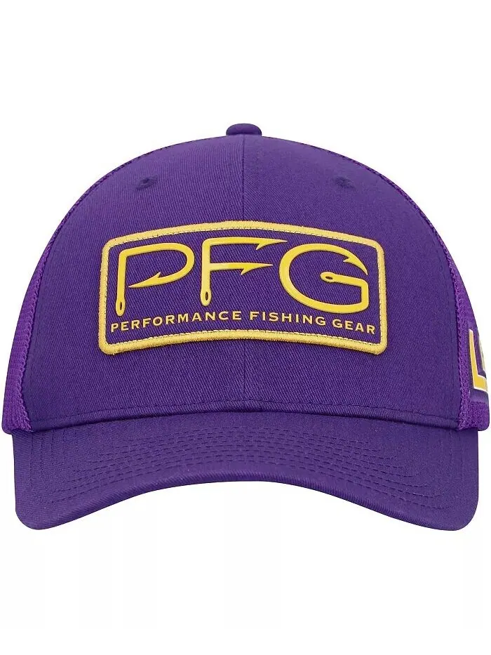 Мужская фиолетовая шляпа LSU Tigers PFG Hooks Flex Hat Columbia — изображение 2 из 4