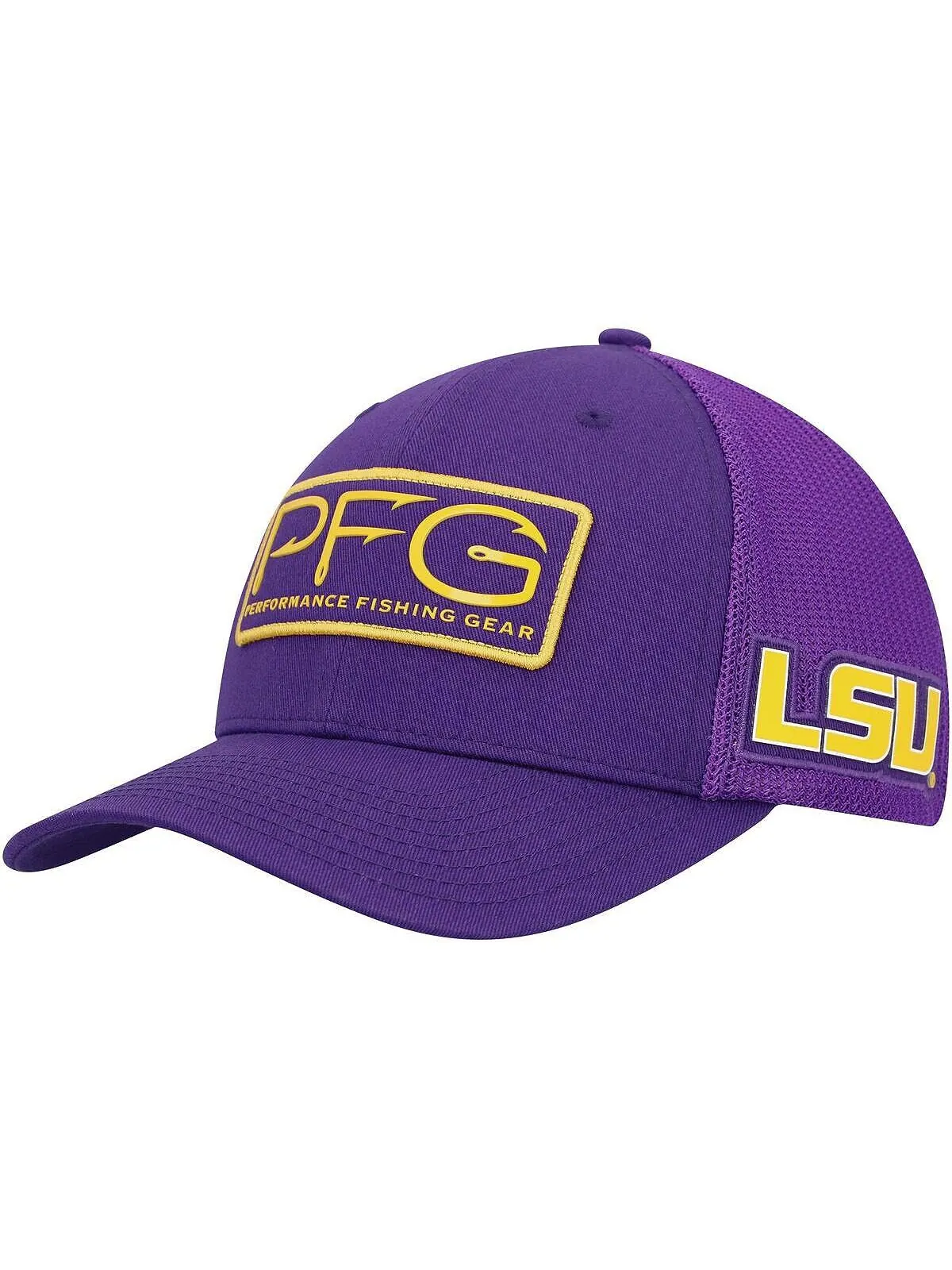 Мужская фиолетовая шляпа LSU Tigers PFG Hooks Flex Hat Columbia — изображение 1 из 4, фиолетовый