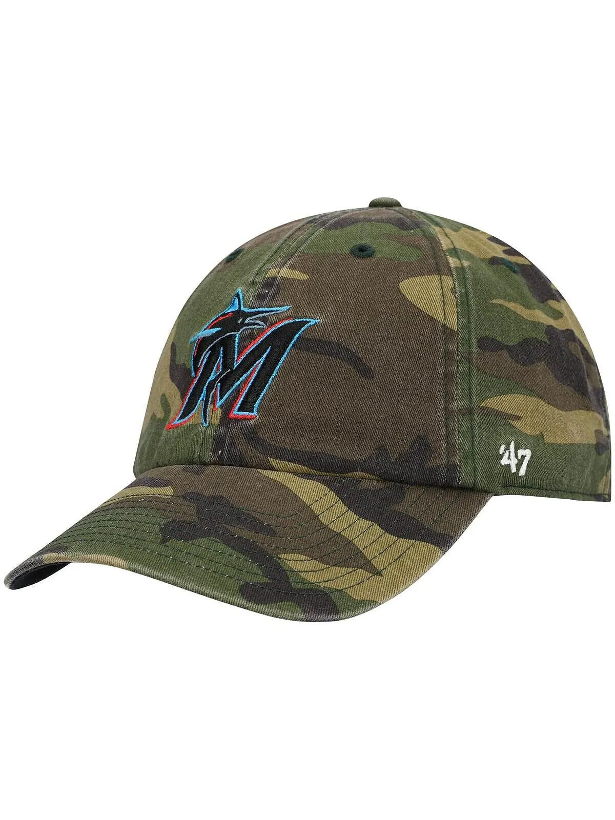 Мужская регулируемая кепка с камуфляжным принтом '47 Miami Marlins Team Clean Up '47 Brand — изображение 1 из 4