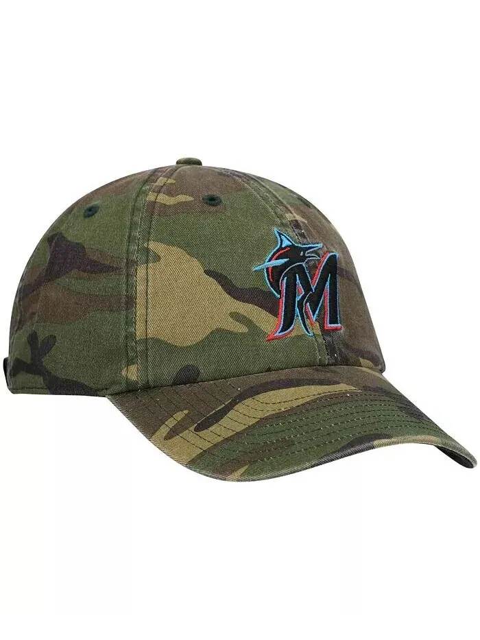 Мужская регулируемая кепка с камуфляжным принтом '47 Miami Marlins Team Clean Up '47 Brand — изображение 2 из 4