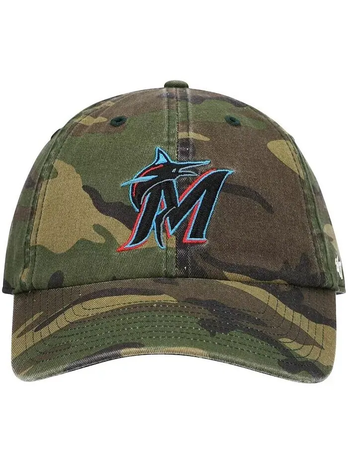 Мужская регулируемая кепка с камуфляжным принтом '47 Miami Marlins Team Clean Up '47 Brand — изображение 3 из 4