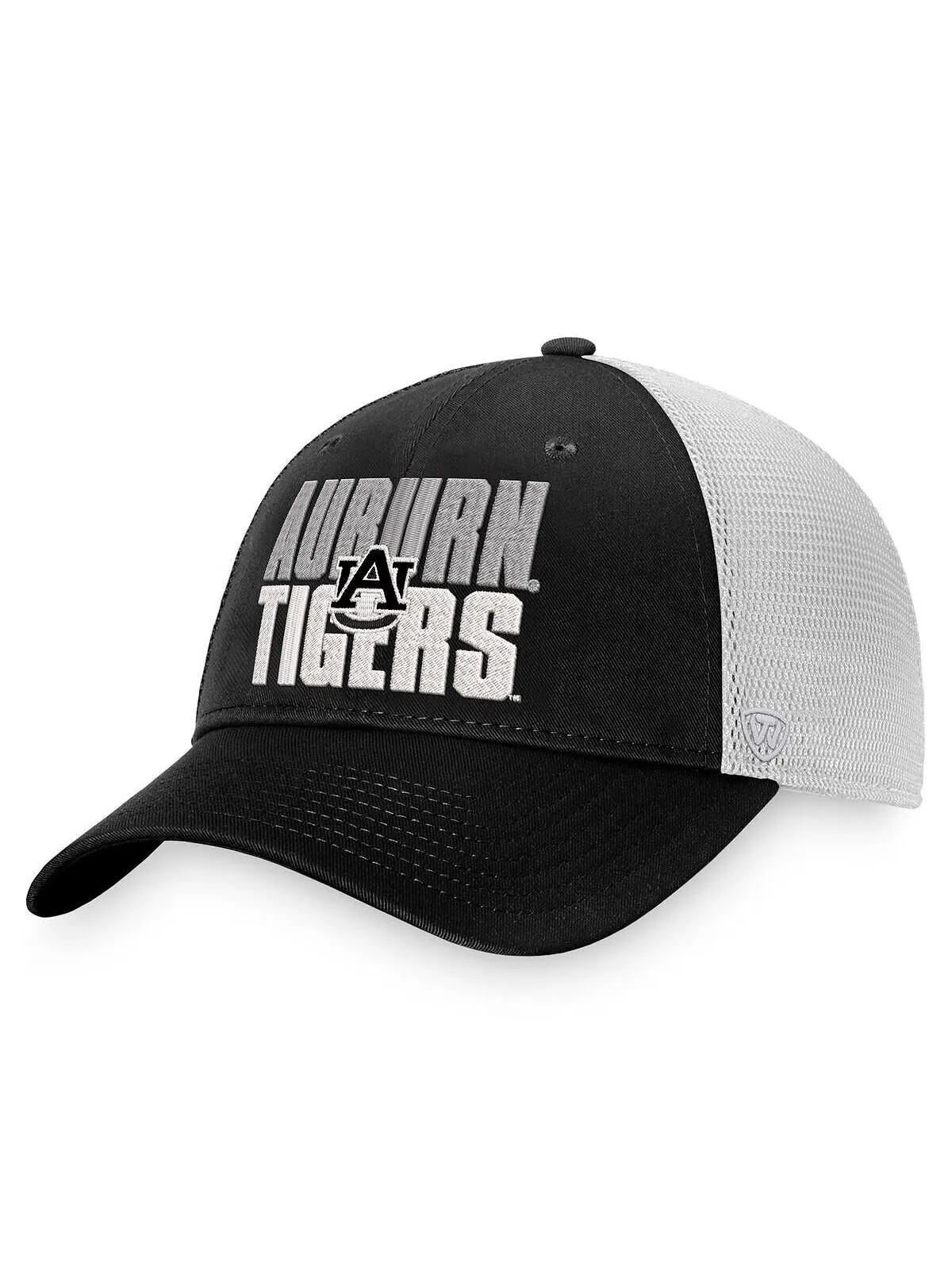Мужская черно-белая каштановая кепка Tigers Stockpile Trucker Snapback Top of the World — изображение 1 из 4, черный белый