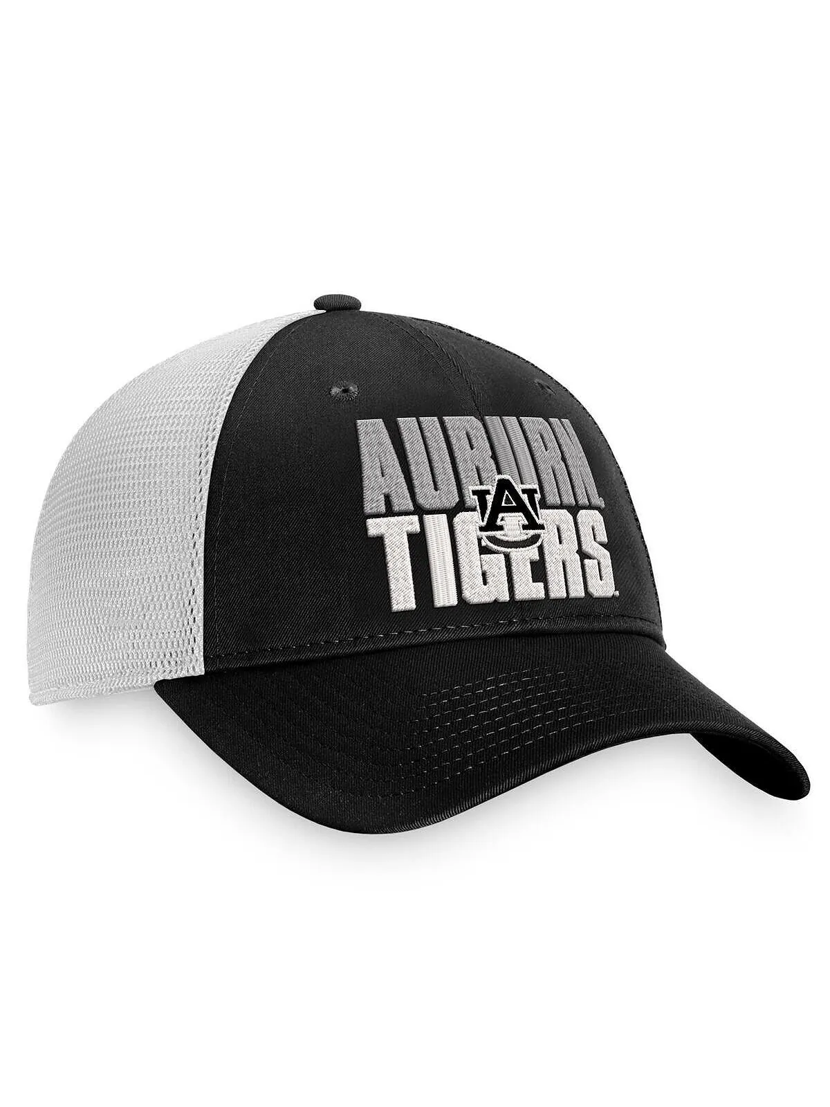 Мужская черно-белая каштановая кепка Tigers Stockpile Trucker Snapback Top of the World — изображение 3 из 4, черный белый