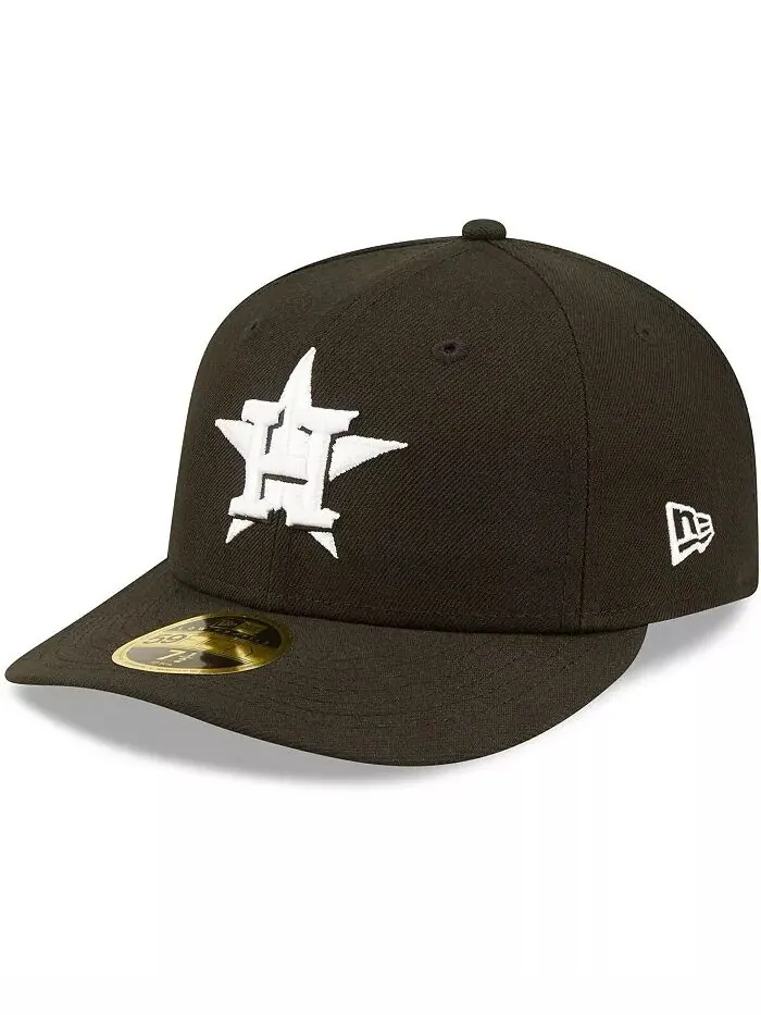 Мужская шляпа Houston Astros черного и белого цвета с низким профилем 59FIFTY Fitted New Era