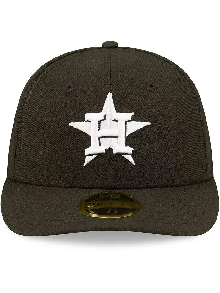 Мужская шляпа Houston Astros черного и белого цвета с низким профилем 59FIFTY Fitted New Era — изображение 2 из 4
