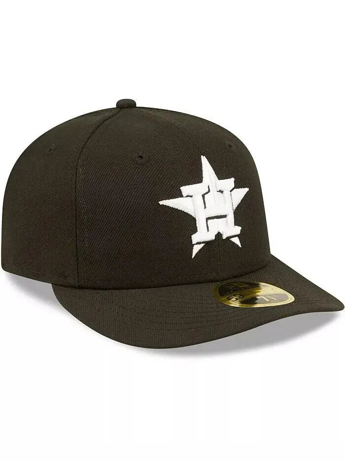 Мужская шляпа Houston Astros черного и белого цвета с низким профилем 59FIFTY Fitted New Era — изображение 3 из 4