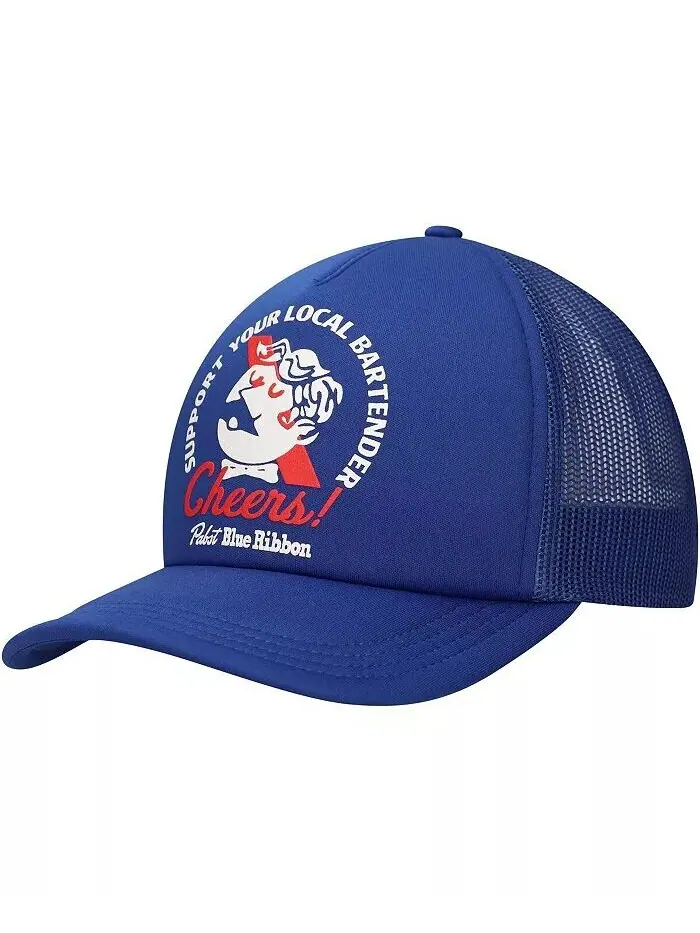 Мужская синяя кепка Pabst Blue Ribbon Bartender Foam Trucker Adjustable Hat Lids